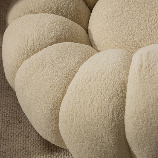 Relaxačné kreslo Venezia béžové s otočnou základňou, boucle, oblé tvary