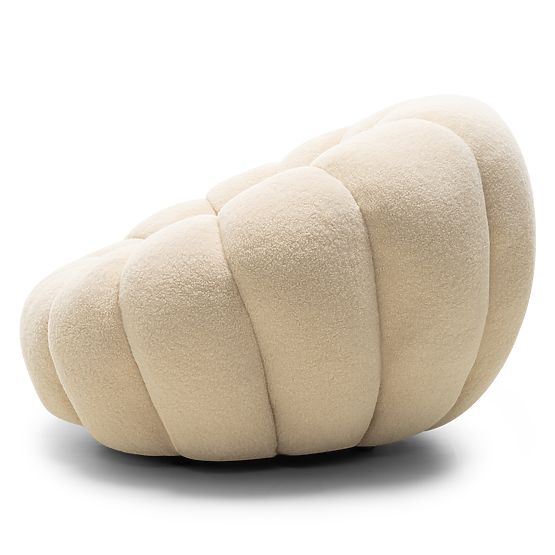 Relaxačné kreslo Venezia béžové s otočnou základňou, boucle, oblé tvary