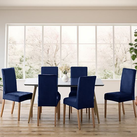 RESTILO poťah na pohovku SENTO farba indigo hladký klasický štýl