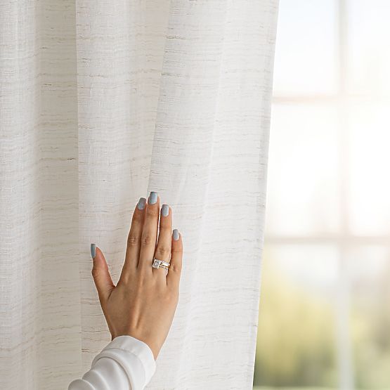 RESTILO záclona DRIMAR farba béžová moderný štýl páska materiál ľan, mikrovlákno 140x250