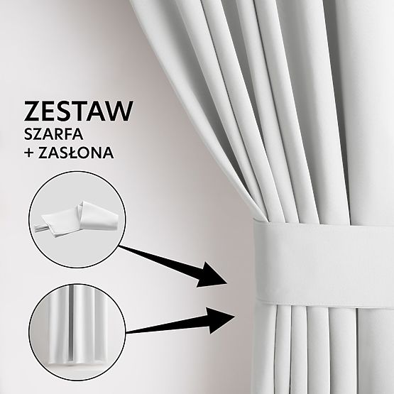 RESTILO záves BLACKOUT farba biela, klasický štýl, strieborné krúžky, materiál blackout