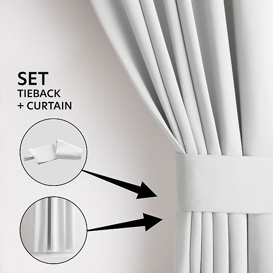 RESTILO záves BLACKOUT farba biela, klasický štýl, strieborné krúžky, materiál blackout