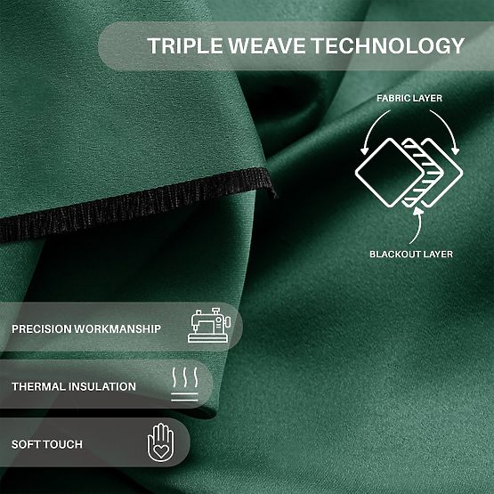 RESTILO záves BLACKOUT farba fľašková zelená, klasický štýl, multifunkčná páska, materiál black