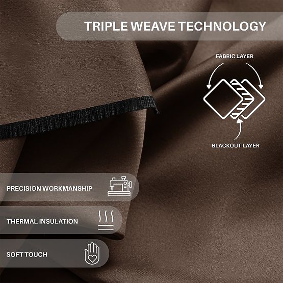 RESTILO záves BLACKOUT farba hnedá, šerpa na zopnutie, klasický štýl, strieborné priechodky, materiá