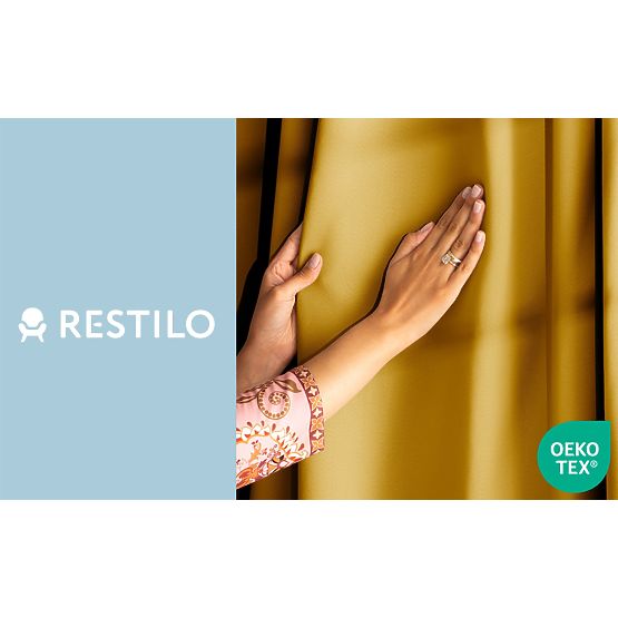 RESTILO záves BLACKOUT farba horčicová šerpa klasický štýl strieborné priechodky materiál