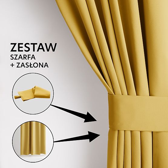 RESTILO záves BLACKOUT farba horčicová šerpa klasický štýl strieborné priechodky materiál