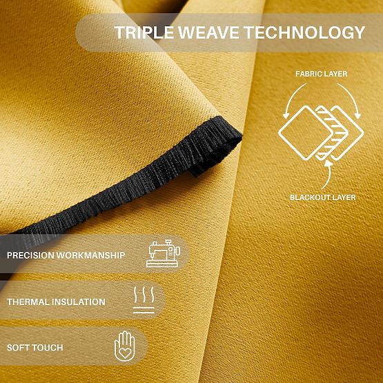 RESTILO záves BLACKOUT farba horčicová šerpa klasický štýl strieborné priechodky materiál