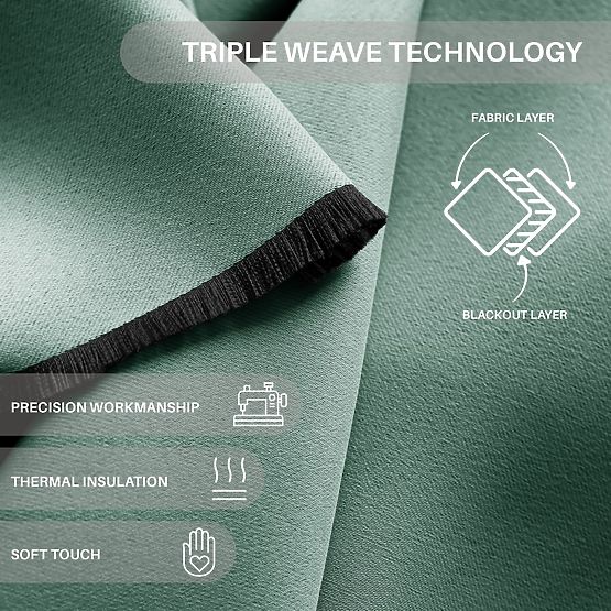 RESTILO záves BLACKOUT farba mätová, pútko, klasický štýl, strieborné priechodky, materiál bl