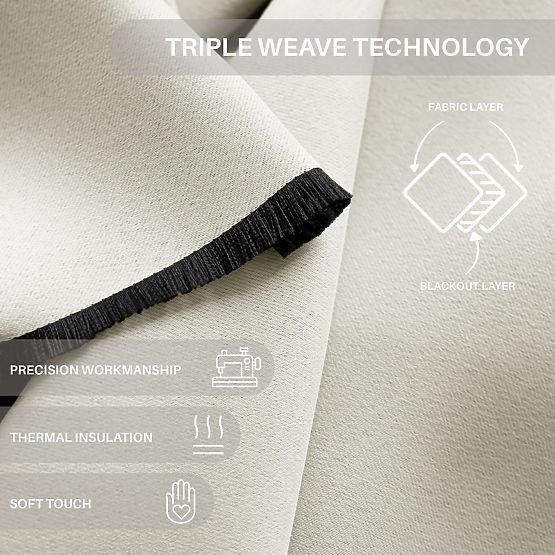 RESTILO záves BLACKOUT krémová farba, klasický štýl, strieborné priechodky, materiál bl