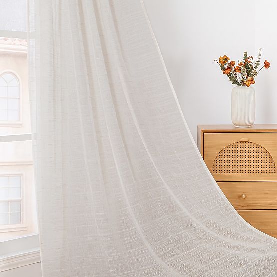 RESTILO záves DRIMAR farba béžová moderný štýl strieborné krúžky materiál ľan, mikrovlákno 140x270