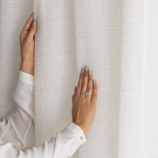 RESTILO záves DRIMAR farba béžová moderný štýl strieborné priechodky materiál ľan, mikrovlákno 140x2