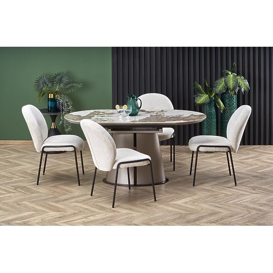 ROBINSON rozkladací stôl, béžový mramor / cappuccino / čierny