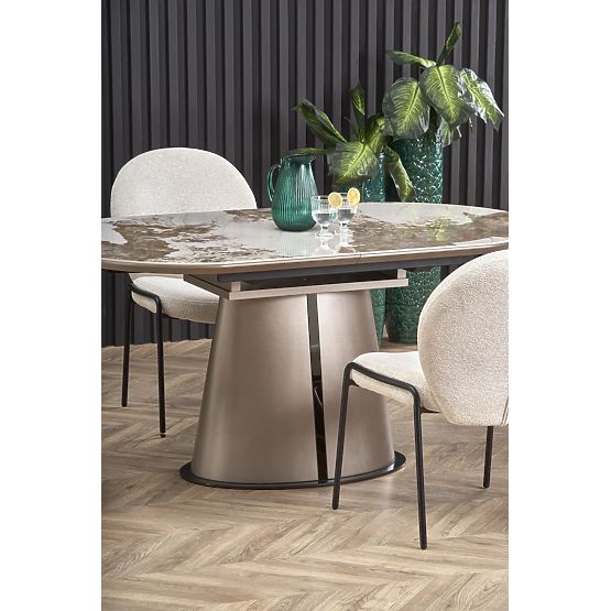 ROBINSON rozkladací stôl, béžový mramor / cappuccino / čierny