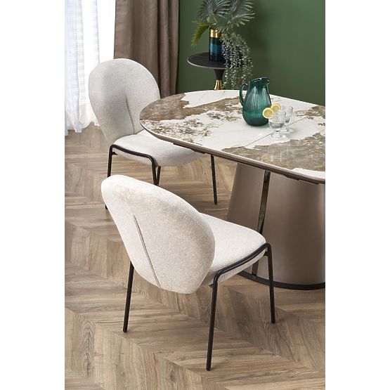 ROBINSON rozkladací stôl, béžový mramor / cappuccino / čierny