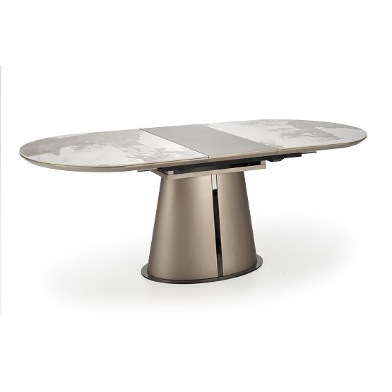 ROBINSON rozkladací stôl, béžový mramor / cappuccino / čierny