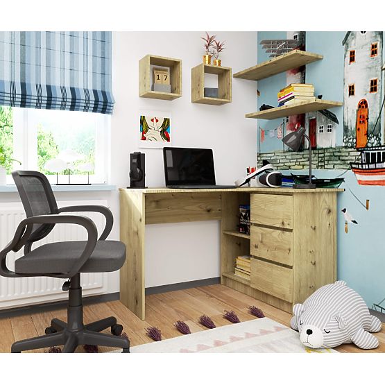 ROHOVÝ PÍSACÍ STÔL B16 CLP PRAVÝ DUB ARTISAN