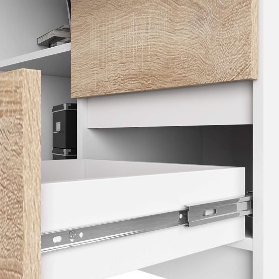 ROHOVÝ STÔL B16 124 cm PRAVÝ 3 ZÁSUVKY PK BIELA / SONOMA