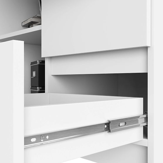 ROHOVÝ STÔL B16 124 cm PRAVÝ 3 ZÁSUVKY PK BIELY