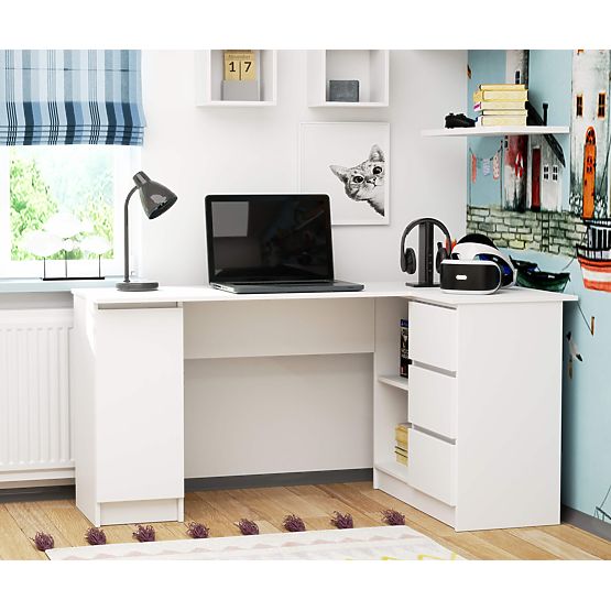 ROHOVÝ STÔL B20 CLP PRAVOSTRANNÝ PK BIELY