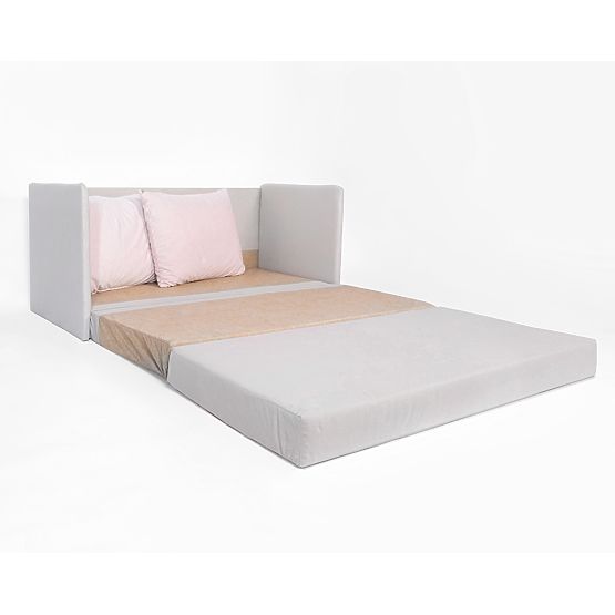 Rozkladacia pohovka Jack - svetlosivá / púdrovo ružová