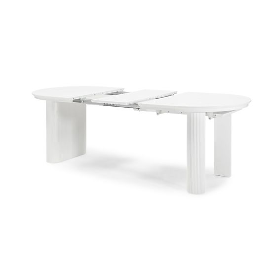 Rozkladací stôl Audrey 160-240 cm, oválny, biely, s drážkovaním, oblé tvary