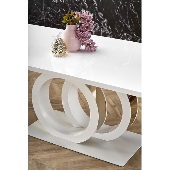 Rozkladací stôl GALARDO, biely / zlatý (3p=1ks)