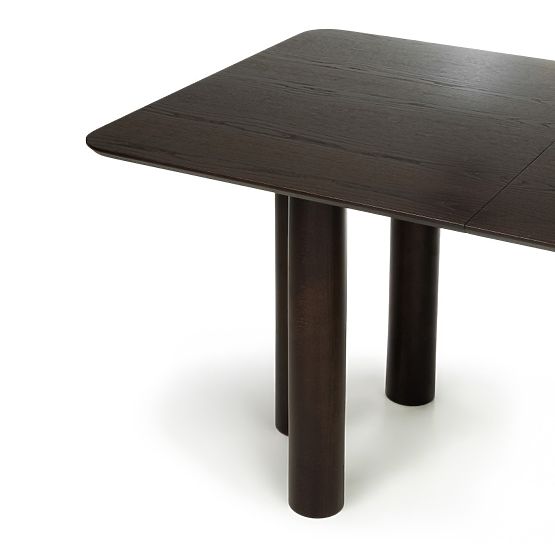 Rozkladací stôl Loa 140-200 cm, dubová dyha, orech, bukové drevo, zaoblený