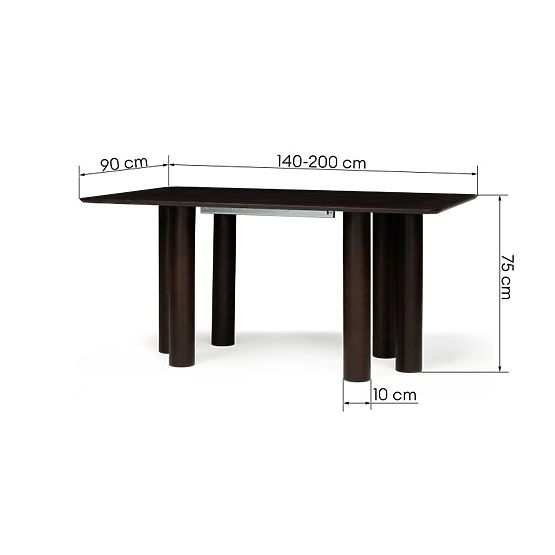Rozkladací stôl Loa 140-200 cm, dubová dyha, orech, bukové drevo, zaoblený