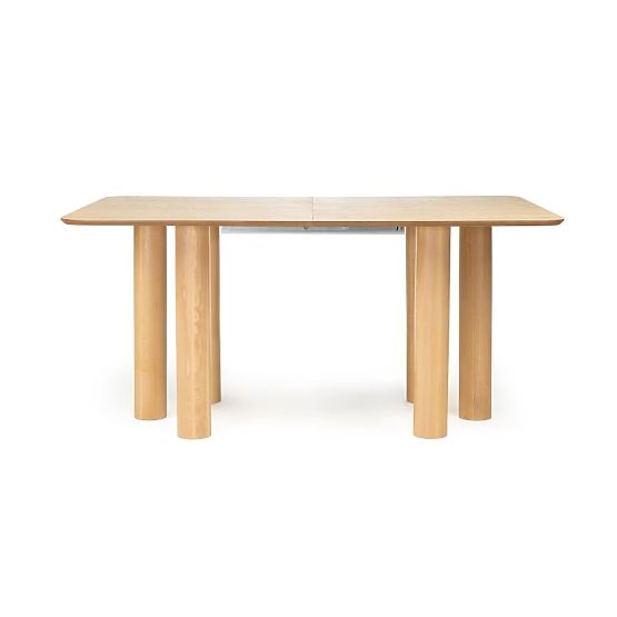 Rozkladací stôl Loa 140-200 cm, dubová dyha, prírodný, bukové drevo, zaoblený