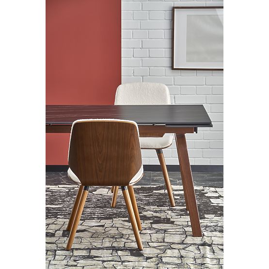 Rozkladací stôl LOZANO, čierny mramor / orech (2p=1ks)