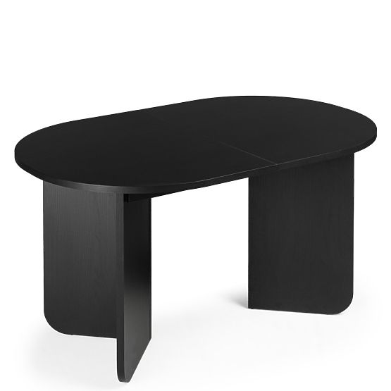Rozkladací stôl Mou 140-200 cm, čierny so štruktúrou dreva, oválna doska