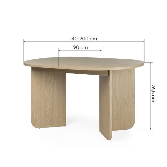Rozkladací stôl Mou 140-200 cm, Dub Cremona Torro, oválna doska