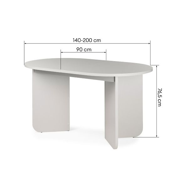 Rozkladací stôl Mou 140-200 cm, kašmírový, oválna doska