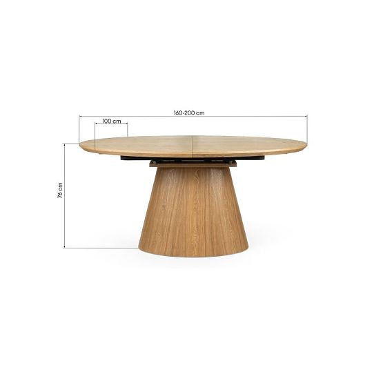 Rozkladací stôl Solan 160-200 cm, oválny, prírodný