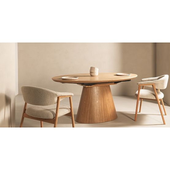 Rozkladací stôl Solan 160-200 cm, oválny, prírodný