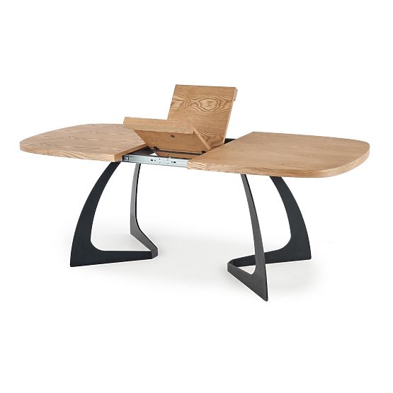 Rozkladací stôl VELDON, doska - prírodný dub, nohy - čierne (2p=1ks)