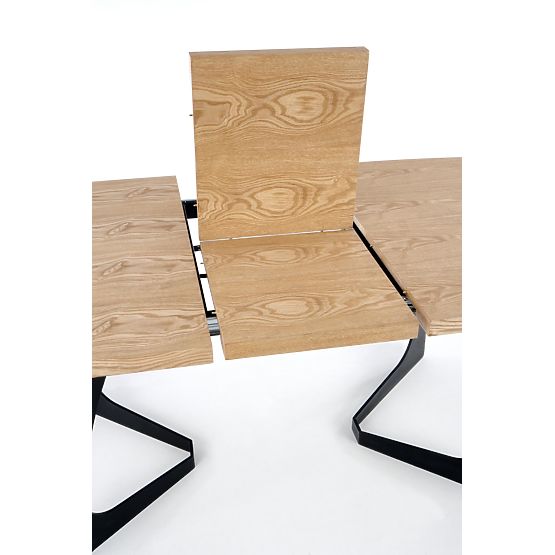 Rozkladací stôl VELDON, doska - prírodný dub, nohy - čierne (2p=1ks)