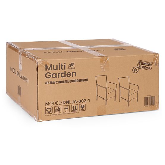 Sada 2x záhradné kreslo s vankúšom, sada stoličiek na balkón, terasu, záhradu čierna MultiGarden