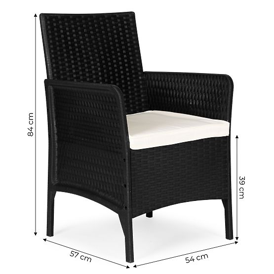 Sada 2x záhradné kreslo s vankúšom, sada stoličiek na balkón, terasu, záhradu čierna MultiGarden