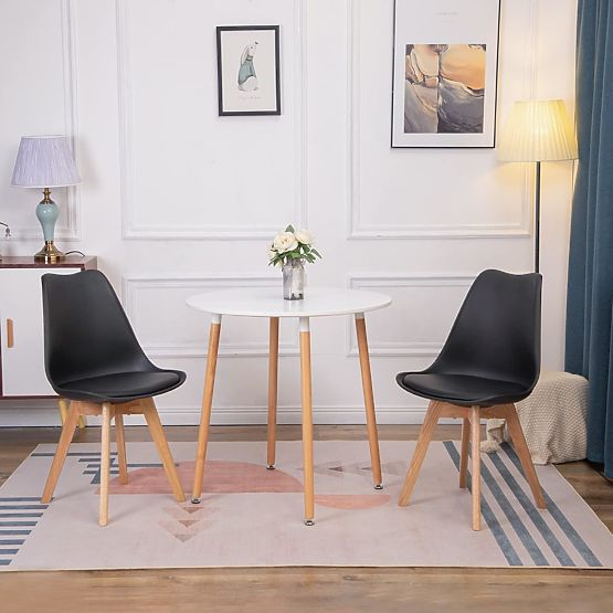 Sada 4 stoličiek do obývačky a jedálne s vankúšom z ekokože Čierne ModernHome