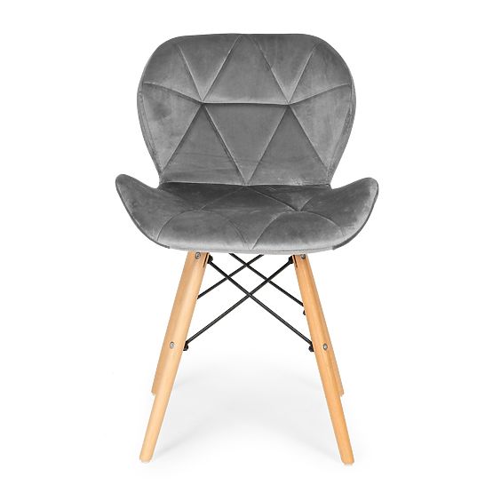 Sada 4 zamatových stoličiek do jedálne a obývacej izby - sivé