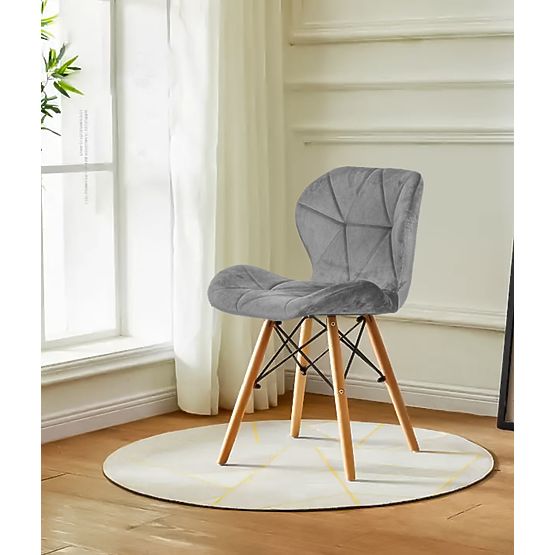 Sada 4 zamatových stoličiek do jedálne a obývacej izby - sivé