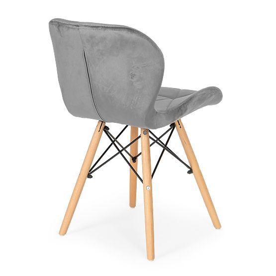 Sada 4 zamatových stoličiek do jedálne a obývacej izby - sivé