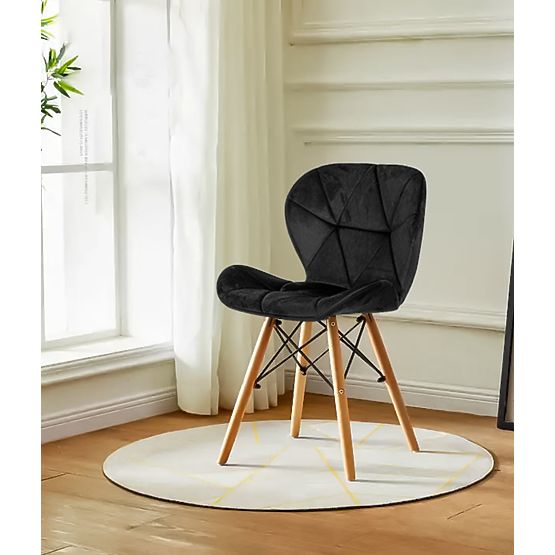 Sada 4 zamatových stoličiek do jedálne a obývačky - čierne