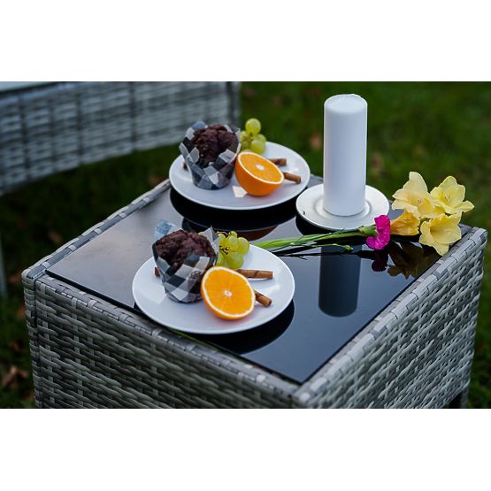 Sada balkónového nábytku (2 x kreslo + stolík) SANO sivý technoratan