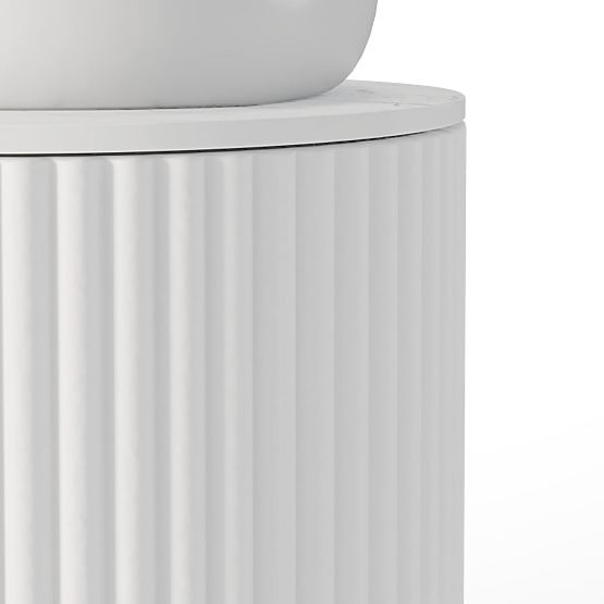 Sada skrinka s doskou a umývadlom La promessa 40 cm, ryhovaná, zaoblená, biela