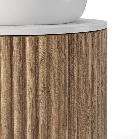 Sada skrinky s doskou a umývadlom La promessa 40 cm, ryhovaná, zaoblená, dub/biela