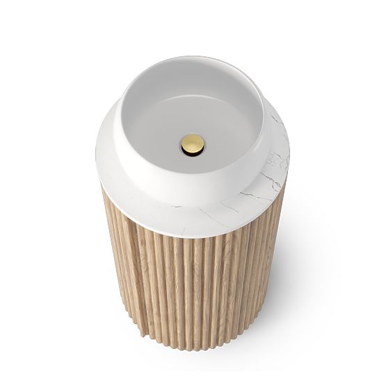 Sada skrinky s doskou a umývadlom La promessa 40 cm, ryhovaná, zaoblená, dub/biela