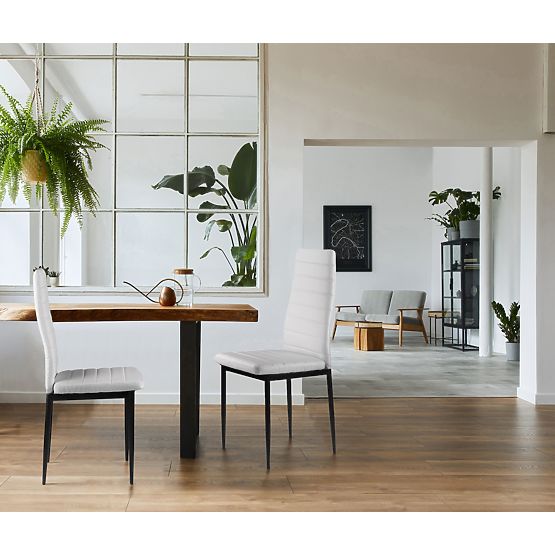 Sada stoličiek z ekokože 4 ks vysoké operadlo - biele