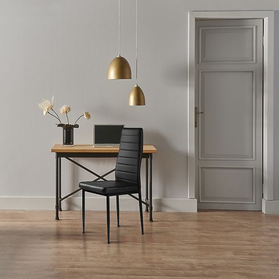 Sada stoličiek z ekokože 4 ks vysoké operadlo - čierne